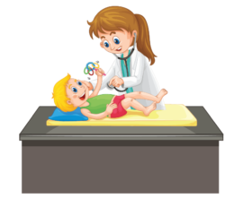 A doctor examining a child